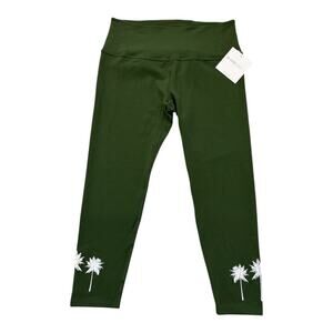 Beyond Yoga Women's Palm Tree High Waisted Midi Yoga Leggings Green Size 1X